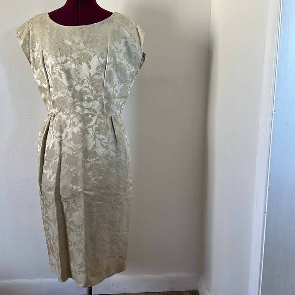 Vintage brocade wiggle wedding dress by Cathy Gray Inc